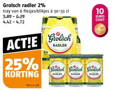 grolsch radler bier 2 6 10 25 tray blikjes 6x cent liter v.a. 