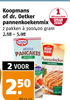  1 2 koopmans dr oetker pannenkoekenmix kitchenaid pakken 300 400 spaar zegel pancakes american mans pannenkoeken origineel 50 kilo v.a. 
