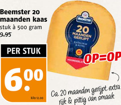  20 500 600 beemster maanden kaas stuk kilo pong ca. gerijpt rijk pittig 
