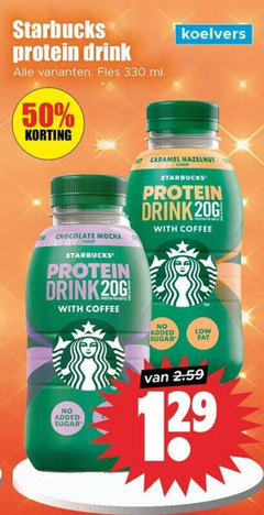  starbucks ijskoffie 50 330 protein drink fles ml chocolate mocha with coffee caramel hazelnut flavor added sugar 
