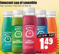  30 100 300 330 innocent sap smoothie fles ml juice vitamins blue guava lime apple coconut wa spirulina sugar super green antioxida kiwi cucumber berry strawberry cherry 14 