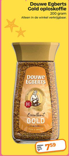  douwe egberts oploskoffie 120 200 gold meester joure excellent cups smooth 
