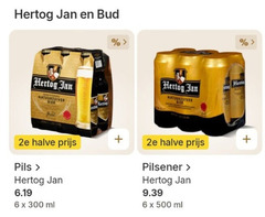  hertog jan bud blikjes bier 6 300 500 esta natuurzuiver hert nat 2e halve pils ml pilsener 