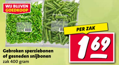 snijbonen sperziebonen 400 gebroken gesneden zak 