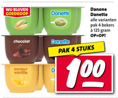  4 100 chocolat saveur vanille danette danone pak bekers stuks 