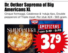  379 dr. oetker big americans xl formaggi calabrese tipo double pepperoni triple meat stuk dr.oetker 