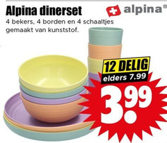  4 12 alpina dinerset bekers borden schaaltjes gemaakt kunststof delig elders 3.99 