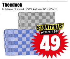  theedoek 65 100 blauw zwart katoen cm elders 