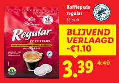  bellarom koffiepads 36 100 pads regular gecertificeerde arabica robusta padmachines verlaagd 