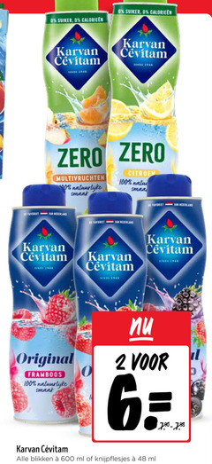  karvan cevitam limonadesiroop 2 10 48 100 600 suiker tam zero multivruchten citroen original framboos ge blikken ml 