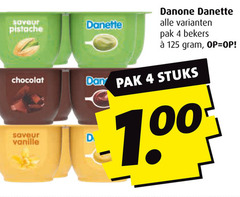  4 saveur pistache chocolat vanille danette danone pak bekers stuks 