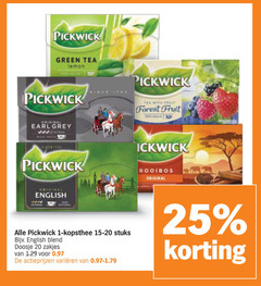  pickwick thee 1 20 25 green tea lemon earl grey with fruit forest rooibos english kopsthee stuks blend doosje zakjes varieeren 