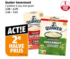  1 2 13 quaker havermout pakken 2e halve kilo v.a. nature sachets xl pack 800g flacons spaar zegel 