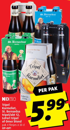  karmeliet lefort omer speciaalbieren 4 12 33 st. bernardus tripel nix18 blond pak 5.99 