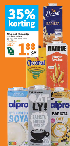  1 35 merk plantaardige houdbare drinks oatly haver barista edition pak liter varieeren drink 02 chocomel enige plant based naturally original opschuimbaar alpro with protein soya totally 