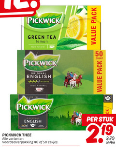  pickwick thee 40 50 100 green tea lemon natural original english intense since zakjes pack stuk 
