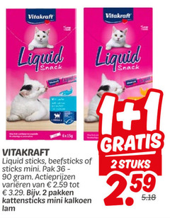  1 2 36 90 vitakraft liquid sticks mini pak varieeren pakken kattensticks kalkoen lam stuks 