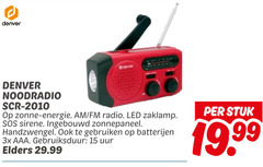  15 denver generator zonne energie am fm radio led zaklamp sos sirene zonnepaneel handzwengel gebruiken batterijen 3x aaa gebruiksduur uur elders stuk 