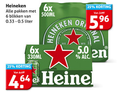  heineken blikjes bier 6 25 64 pakken blikken liter 6x 500ml amsterdam 330ml 