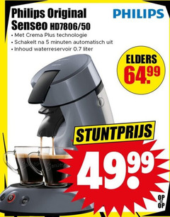  philips koffiepadmachine 5 50 original senseo crema technologie schakelt minuten automatisch inhoud waterreservoir liter elders 