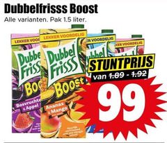  dubbelfrisss fruitdrank 99 boost pak liter dubbel frisss bosvruchten appel ananas mango vleug 