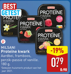  180 2021 best getest kwark yoghurt milsani eiwit cup nutri score vanille aardbei perzik framboos passie gekozen huismerk jaar 