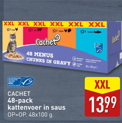  12 48 100 xxl chicken gecertificeerd duurzame visserij www.msc.org nl beef cachet menus chunks gravy salmon vitamins minerals added sugar without colourants and preservatives ge pack kattenvoer saus 