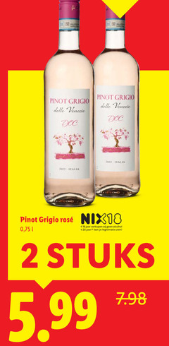  witte wijn 2 18 25 2022 pinot grigio venezie italia rosee nix18 jaar alcohol legitimatie stuks 5.99 