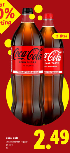  coca-cola cola 2 liter coca zero sugar calories taste refreshing familieverpakking regular 