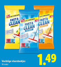  16 wet floor wipe fast clean lemon scent wipes sea breeze orange 16x plastic vochtige vloerdoekjes stuks 