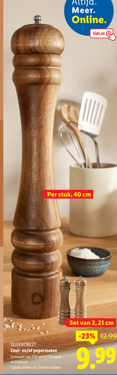  1 2 40 online stuk cm lidl.nl silvercrest zout pepermolen gemaakt fsc gecertificeerd acaciahout molen kleine molens 