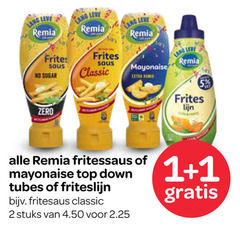  1 2 5 lang remia live saus sugar frites classic mayonaise zero lijn fritessaus top down tubes friteslijn fritesaus stuks 