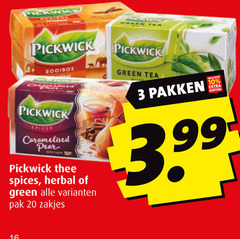  pickwick thee 3 10 16 20 rooibos spices caramelised pearl herbal green pak zakjes tea pakken 3.99 