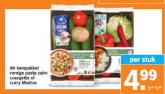  verspakket romige pasta zalm courgette curry madras room stuk 