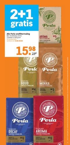  perla koffie 1 2 3 15 500 biologisch snelfiltermaling huisblends aroma pakken varieeren goud fruitig mokka u3 decaf soepel combinatie productvarianten combineren 