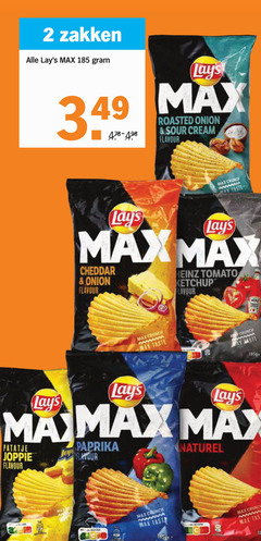  2 zakken roasted onion sour cream flavour lays cheddar heinz tomato ketchup crunch taste patatje joppie paprika jo naturel 