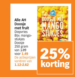  diepvriesfruit 25 250 doosje fruit diepvries mango stukjes varieeren 