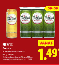  grolsch blikjes bier 6 16 500 eee puur pilsner premium weizen nix18 5 l ml varieeren 5.99 