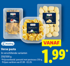  pasta 50 250 500 triangoli egg with pesto gnocchi cheese koeling verse pestosaus varieeren 