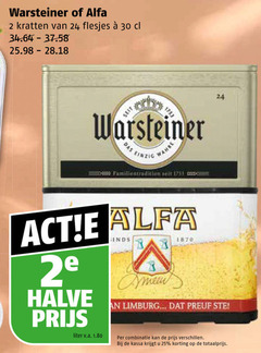  warsteiner alfa krat bier 2 24 25 30 1870 kratten seit das einzig wahre familientradition tec 2e halve liter v.a. limburg combinatie kassa 