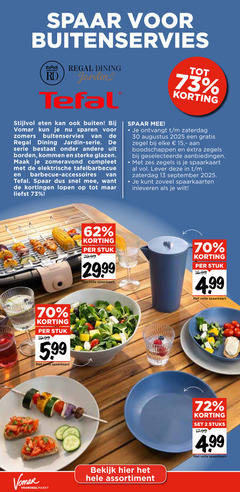  spaarakties 2 13 15 30 spaar buitenservies regal dining jardin tefal eten buiten sparen zomers serie borden kommen glazen zomeravond elektrische tafelbarbecue barbecue accessoires lopen ontvangt zaterdag zegel zegels zes spaarkaart lever inleveren stuk 5 99 volle bekijk assortiment stuks 