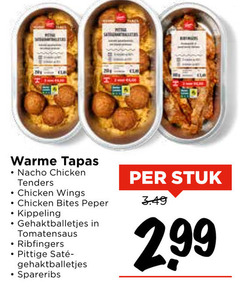  warme tapas nacho chicken tenders wings bites peper kippeling gehaktballetjes tomatensaus pittige spareribs stuk 