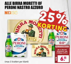  birra moretti peroni speciaalbieren krat bier blikjes 3 6 25 33 nastro nix18 peren azzurro 6x 0.0 pak kratten 