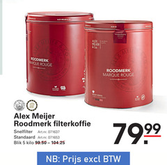  alex meijer koffie 5 1836 co bico roodmerk rouge vertrouwd excellent quality men medium gebrand filterkoffie snelfilter blik kilo 