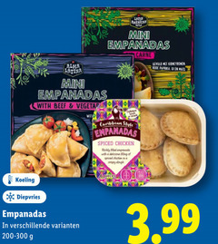  mini empanadas carne gevuld kidneybonen rode paprika mais alma latina with beef caribbean style spiced chicken led empanada filling crispy dough koeling diepvries 3.99 