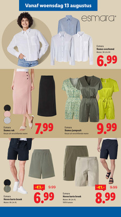  13 36 44 100 woensdag esmara dames overhemd maten rok jumpsuit heren korte broek xl katoen 