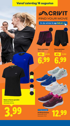  16 crivit dames heren sportshirt damesmaten l herenmaten xl zaterdag your move lidl.nl sportshort maten 3.99 hardloopschoenen 
