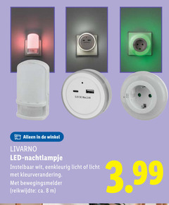  8 dc livarno led nachtlampje instelbaar wit licht kleurverandering bewegingsmelder reikwijdte ca. 3.99 