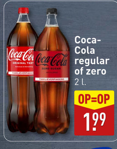  coca-cola cola coca regular original zero sugar familieverpakking 