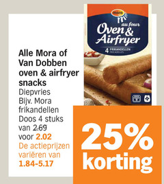  4 25 mora dobben oven airfryer snacks four frikandellen diepvries doos stuks varieeren 